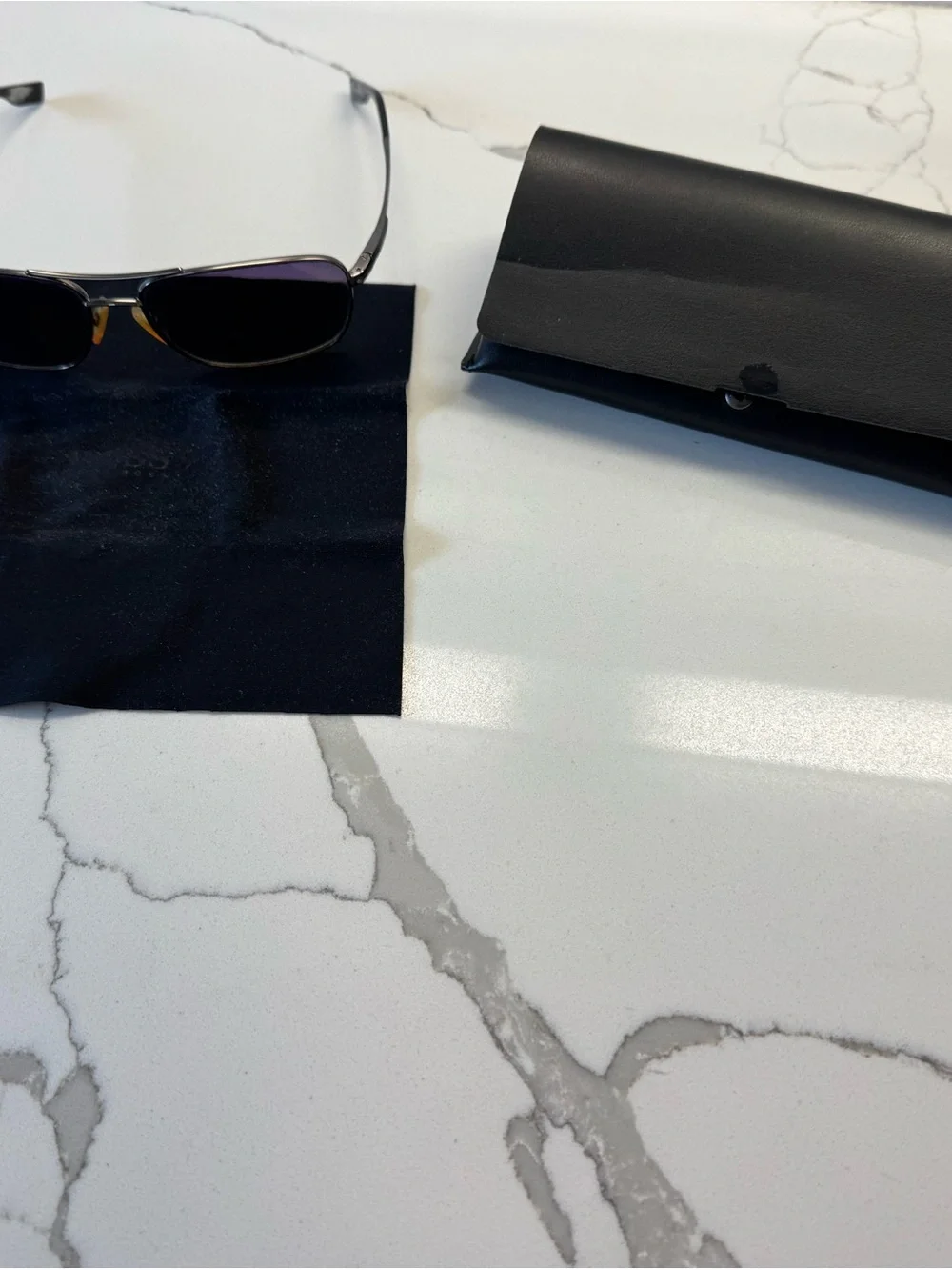 Hugo Boss Men's Sunglasses Purple Gradient Lenses Silver Frame
